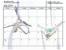 <strong>Commissioned Calendars</strong><br /> The July page of the Mendocino Circus Arts Calendar featured Kai Newstead and Kendall Gnatowski performing on the silks.